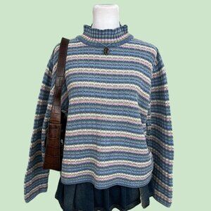 Blue and pink striped vintage sweater knit